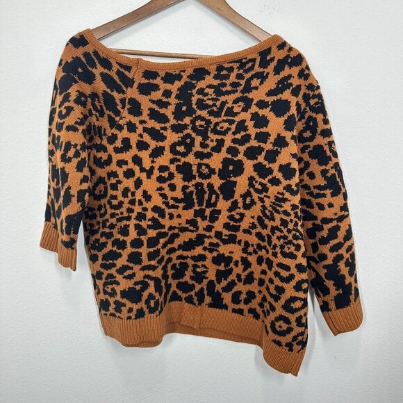 Lane Bryant Leopard Print One Shoulder Sweater 18/20 Brown & Black Knit Womens - Picture 3 of 6